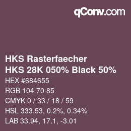 カラーコード: HKS Rasterfaecher - HKS 28K 050% Black 50% | qconv.com