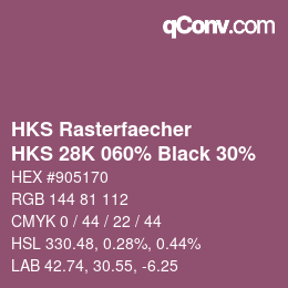 カラーコード: HKS Rasterfaecher - HKS 28K 060% Black 30% | qconv.com