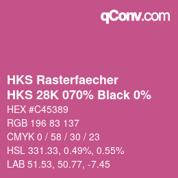 Code couleur: HKS Rasterfaecher - HKS 28K 070% Black 0% | qconv.com