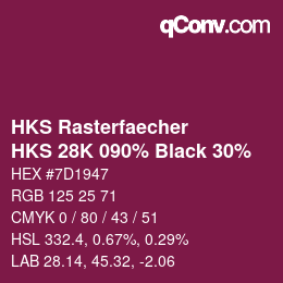 カラーコード: HKS Rasterfaecher - HKS 28K 090% Black 30% | qconv.com