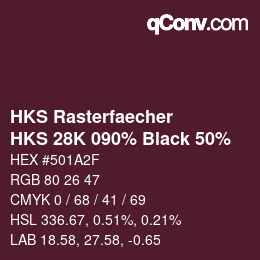 Farbcode: HKS Rasterfaecher - HKS 28K 090% Black 50% | qconv.com