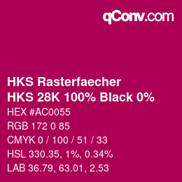 Farbcode: HKS Rasterfaecher - HKS 28K 100% Black 0% | qconv.com
