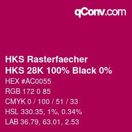 Color code: HKS Rasterfaecher - HKS 28K 100% Black 0% | qconv.com