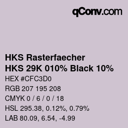 Code couleur: HKS Rasterfaecher - HKS 29K 010% Black 10% | qconv.com