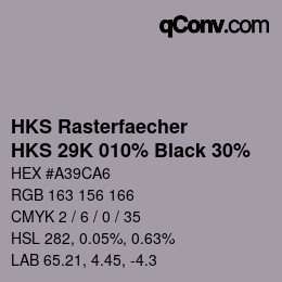 カラーコード: HKS Rasterfaecher - HKS 29K 010% Black 30% | qconv.com