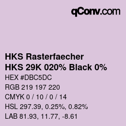 Code couleur: HKS Rasterfaecher - HKS 29K 020% Black 0% | qconv.com
