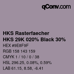 Farbcode: HKS Rasterfaecher - HKS 29K 020% Black 30% | qconv.com