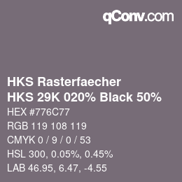 Code couleur: HKS Rasterfaecher - HKS 29K 020% Black 50% | qconv.com