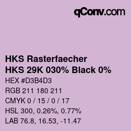 カラーコード: HKS Rasterfaecher - HKS 29K 030% Black 0% | qconv.com