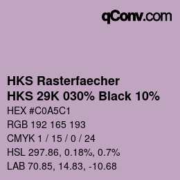 カラーコード: HKS Rasterfaecher - HKS 29K 030% Black 10% | qconv.com