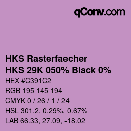 Code couleur: HKS Rasterfaecher - HKS 29K 050% Black 0% | qconv.com
