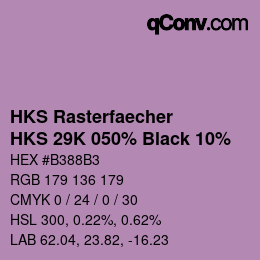 カラーコード: HKS Rasterfaecher - HKS 29K 050% Black 10% | qconv.com