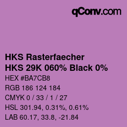 Código de color: HKS Rasterfaecher - HKS 29K 060% Black 0% | qconv.com