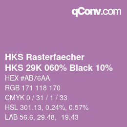 Color code: HKS Rasterfaecher - HKS 29K 060% Black 10% | qconv.com