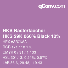 Código de color: HKS Rasterfaecher - HKS 29K 060% Black 10% | qconv.com