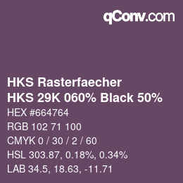 Color code: HKS Rasterfaecher - HKS 29K 060% Black 50% | qconv.com