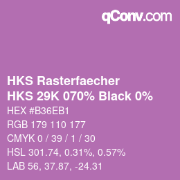 カラーコード: HKS Rasterfaecher - HKS 29K 070% Black 0% | qconv.com