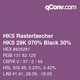 カラーコード: HKS Rasterfaecher - HKS 29K 070% Black 30% | qconv.com