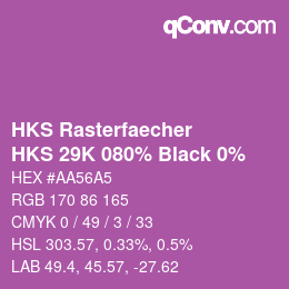 Código de color: HKS Rasterfaecher - HKS 29K 080% Black 0% | qconv.com