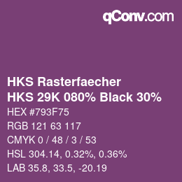 Farbcode: HKS Rasterfaecher - HKS 29K 080% Black 30% | qconv.com