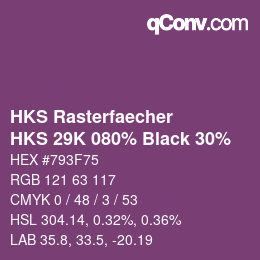 Code couleur: HKS Rasterfaecher - HKS 29K 080% Black 30% | qconv.com