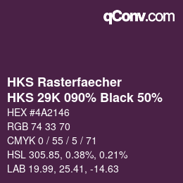 Farbcode: HKS Rasterfaecher - HKS 29K 090% Black 50% | qconv.com