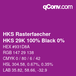 Código de color: HKS Rasterfaecher - HKS 29K 100% Black 0% | qconv.com