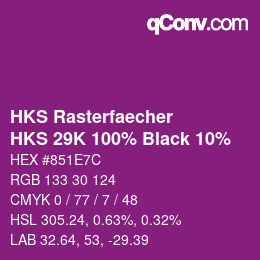 カラーコード: HKS Rasterfaecher - HKS 29K 100% Black 10% | qconv.com