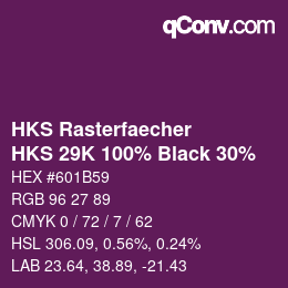 カラーコード: HKS Rasterfaecher - HKS 29K 100% Black 30% | qconv.com