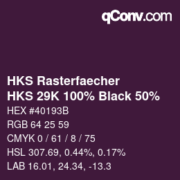 Farbcode: HKS Rasterfaecher - HKS 29K 100% Black 50% | qconv.com
