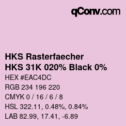 Code couleur: HKS Rasterfaecher - HKS 31K 020% Black 0% | qconv.com