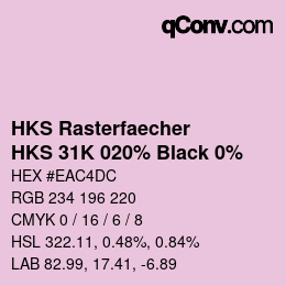 Color code: HKS Rasterfaecher - HKS 31K 020% Black 0% | qconv.com