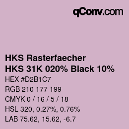 Code couleur: HKS Rasterfaecher - HKS 31K 020% Black 10% | qconv.com