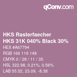 カラーコード: HKS Rasterfaecher - HKS 31K 040% Black 30% | qconv.com