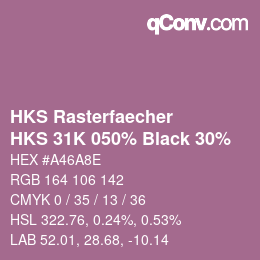 颜色代码: HKS Rasterfaecher - HKS 31K 050% Black 30% | qconv.com
