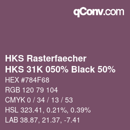 カラーコード: HKS Rasterfaecher - HKS 31K 050% Black 50% | qconv.com