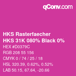 Code couleur: HKS Rasterfaecher - HKS 31K 080% Black 0% | qconv.com