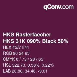 カラーコード: HKS Rasterfaecher - HKS 31K 090% Black 50% | qconv.com