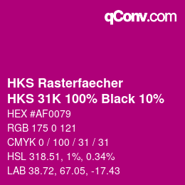 Color code: HKS Rasterfaecher - HKS 31K 100% Black 10% | qconv.com