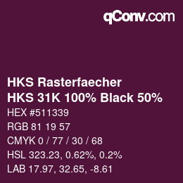 カラーコード: HKS Rasterfaecher - HKS 31K 100% Black 50% | qconv.com