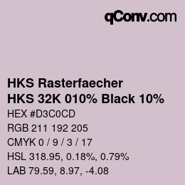 Code couleur: HKS Rasterfaecher - HKS 32K 010% Black 10% | qconv.com