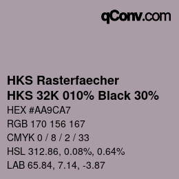 カラーコード: HKS Rasterfaecher - HKS 32K 010% Black 30% | qconv.com