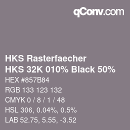 Code couleur: HKS Rasterfaecher - HKS 32K 010% Black 50% | qconv.com