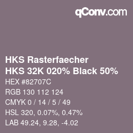 Color code: HKS Rasterfaecher - HKS 32K 020% Black 50% | qconv.com