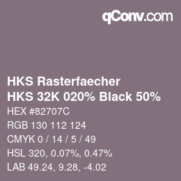 Code couleur: HKS Rasterfaecher - HKS 32K 020% Black 50% | qconv.com