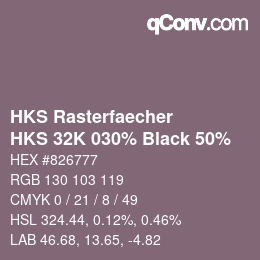 Code couleur: HKS Rasterfaecher - HKS 32K 030% Black 50% | qconv.com