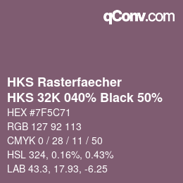 Color code: HKS Rasterfaecher - HKS 32K 040% Black 50% | qconv.com