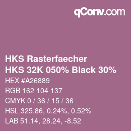 カラーコード: HKS Rasterfaecher - HKS 32K 050% Black 30% | qconv.com
