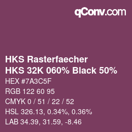 Farbcode: HKS Rasterfaecher - HKS 32K 060% Black 50% | qconv.com