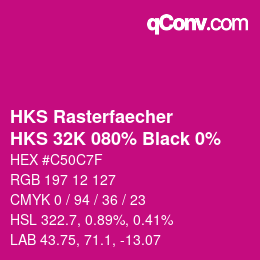 カラーコード: HKS Rasterfaecher - HKS 32K 080% Black 0% | qconv.com